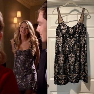 ASO Serena VDW Nanette Lepore “Cleopatra” beaded dress in black and silver